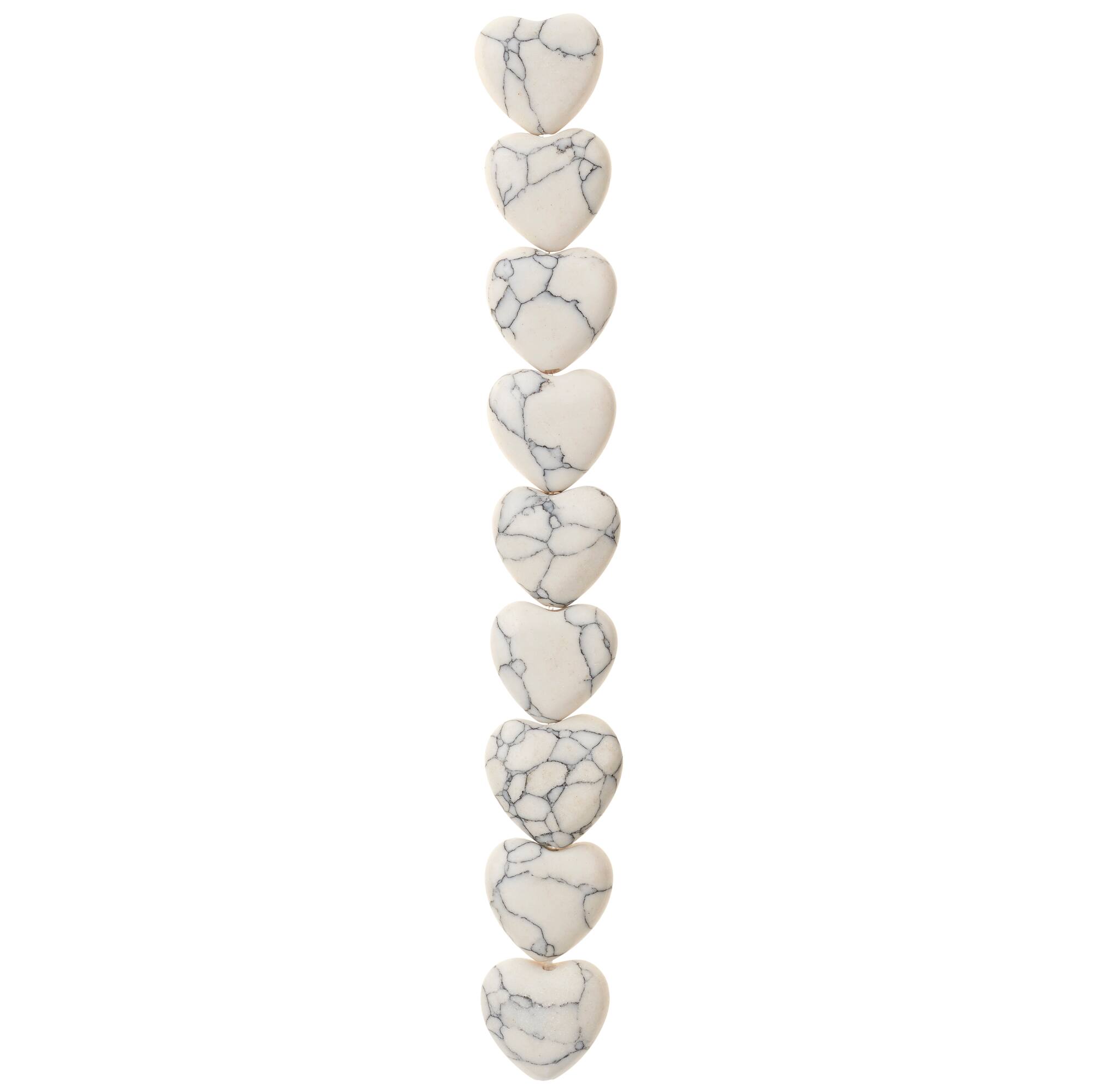 White Howlite Heart Semi-Precious Beads by Bead Landing™, 12mm